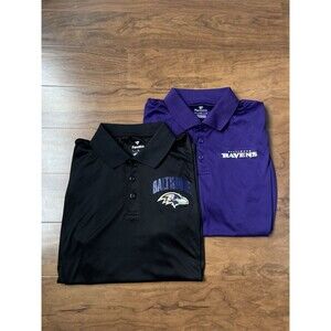 Lot of 2 Men's size L Purple Polo Shirts NFL Baltimore Ravens Casual Fanatics